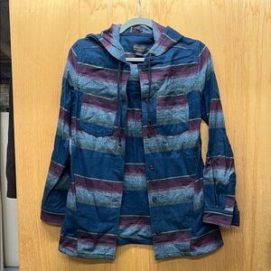 Pendleton Women's Plaid Wool Hood Jacket Teal XS